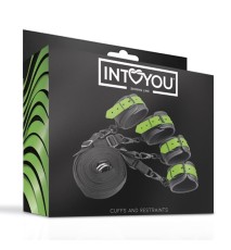 Set de Ataduras para la Cama con Esposas que Brillan en la Oscuridad