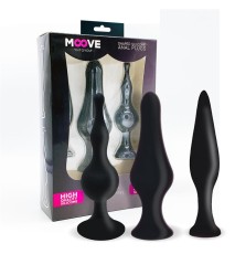 Set 3 Plugs Anal Silicona Negro